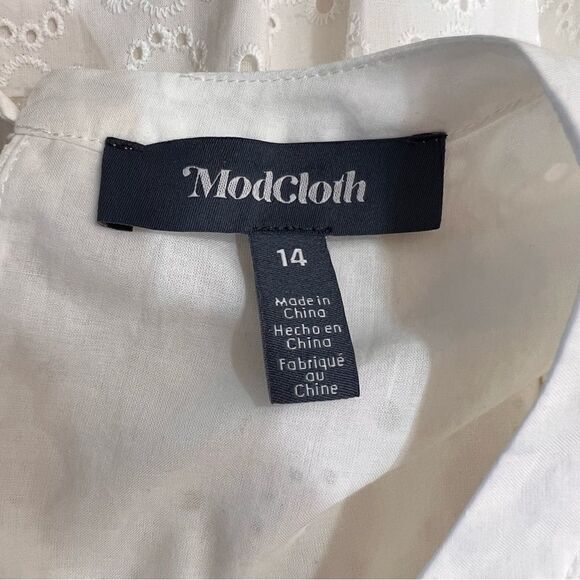 Modcloth White Eyelet Sleeveless Midi Dress 14 - Picture 7 of 11